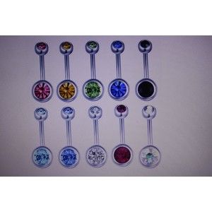 14 Gauge Belly Rings Surgical Steel Crystal Stones You Choose Color NIP